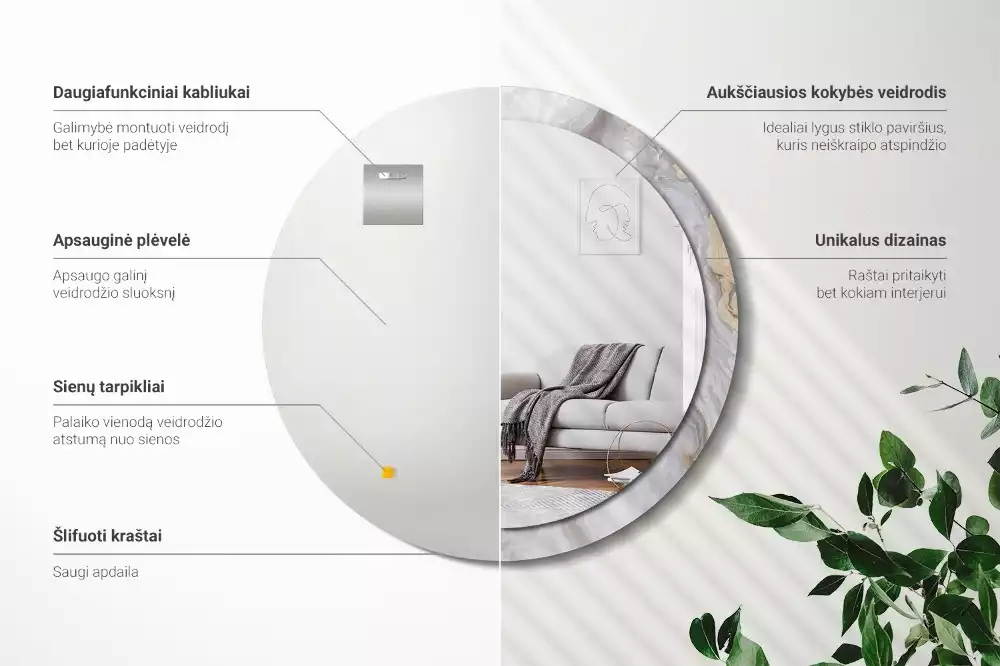 Kulaté dekorativní zrcadlo Abstraktní mramor