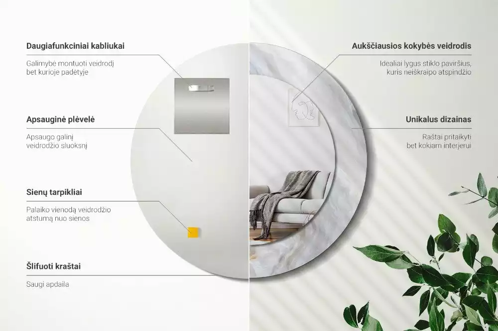 Kulaté dekorativní zrcadlo Abstraktní mramor