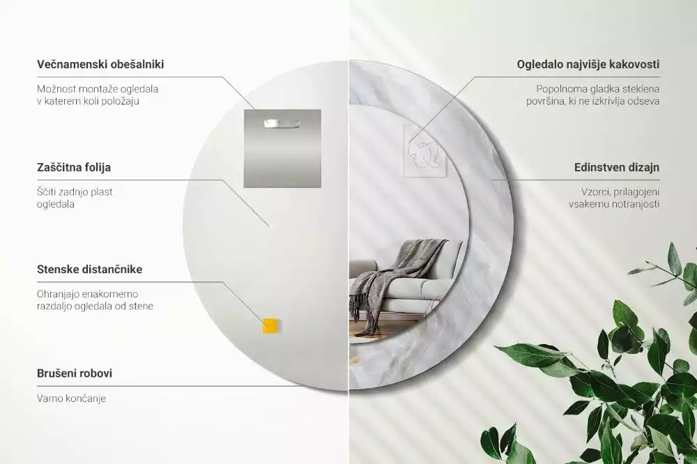 Kulaté dekorativní zrcadlo Abstraktní mramor