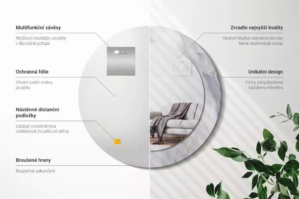 Kulaté dekorativní zrcadlo Abstraktní mramor