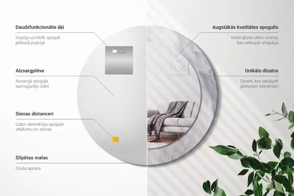 Kulaté dekorativní zrcadlo Abstraktní mramor