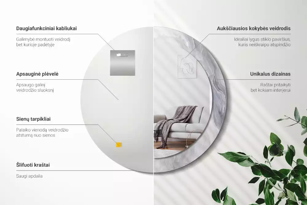 Kulaté dekorativní zrcadlo Abstraktní mramor