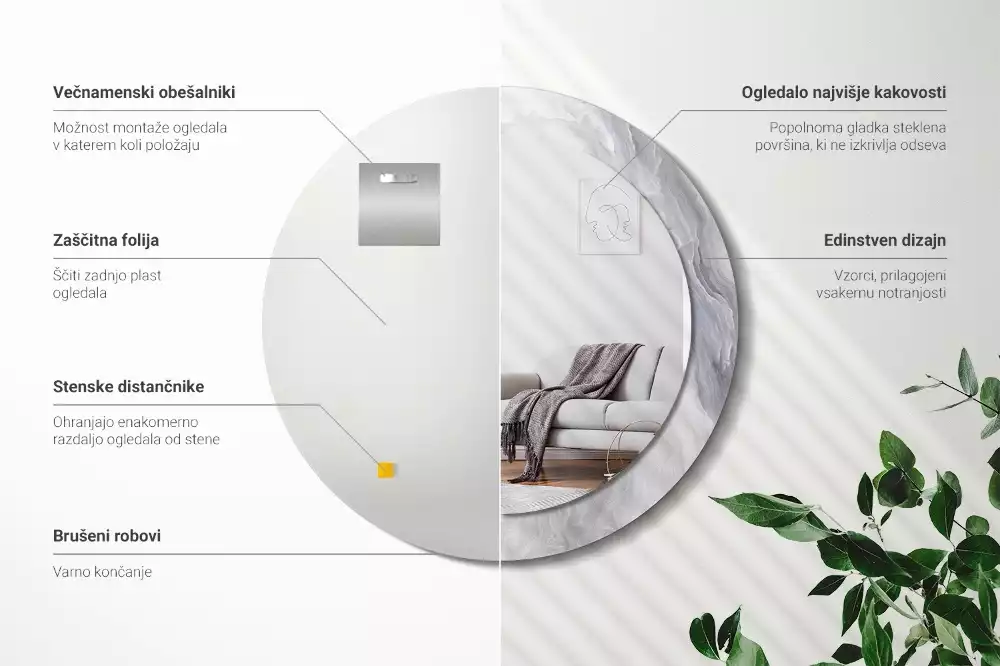 Kulaté dekorativní zrcadlo Abstraktní mramor