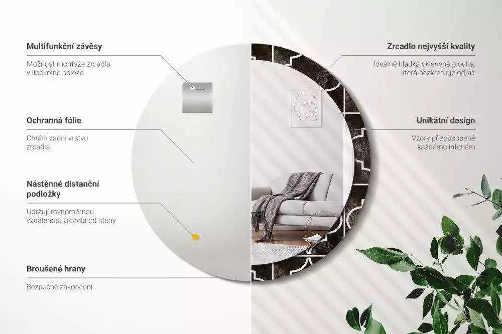 Kulaté dekorační zrcadlo na zeď Starožitný vzor