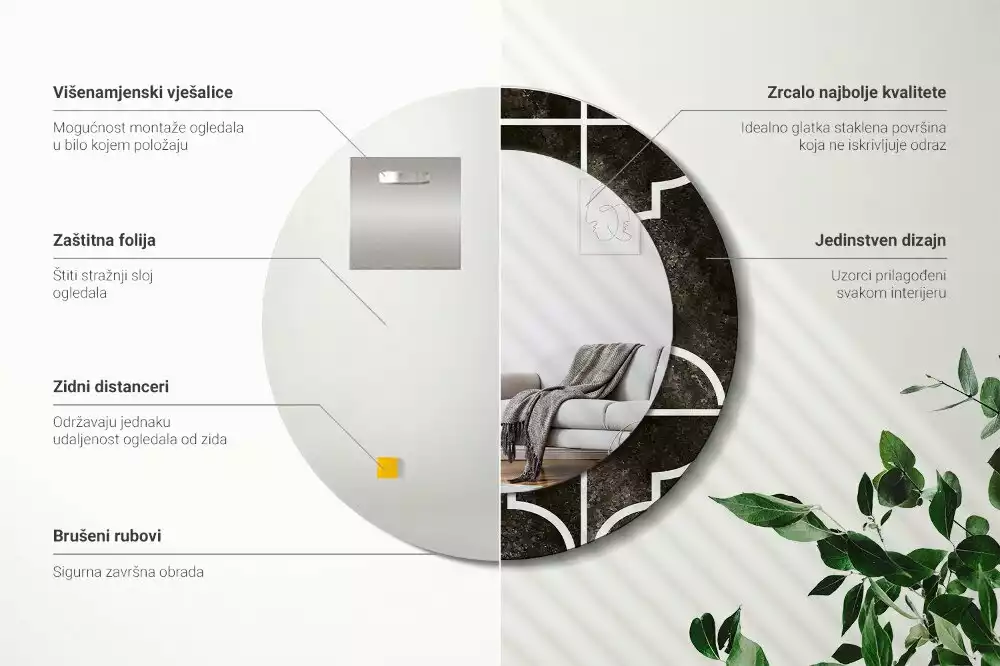 Kulaté dekorační zrcadlo na zeď Starožitný vzor