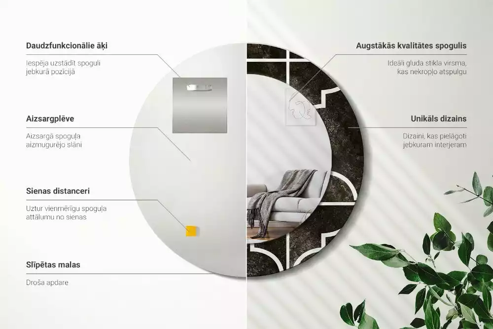 Kulaté dekorační zrcadlo na zeď Starožitný vzor