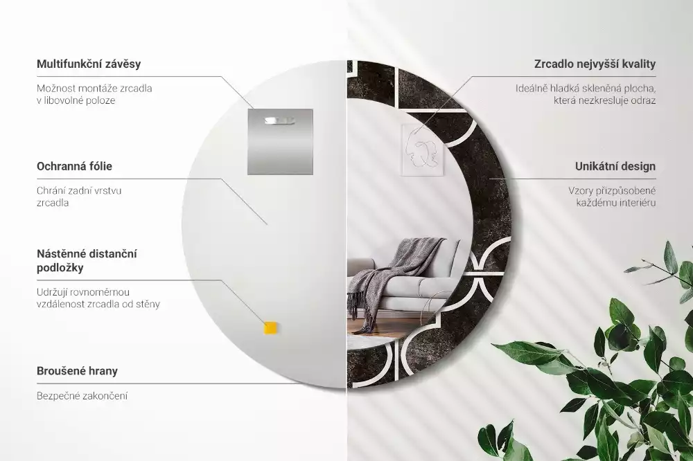 Kulaté dekorační zrcadlo na zeď Starožitný vzor