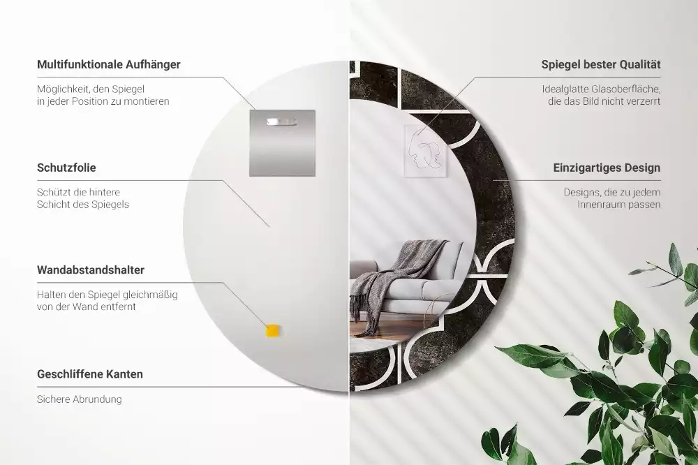 Kulaté dekorační zrcadlo na zeď Starožitný vzor