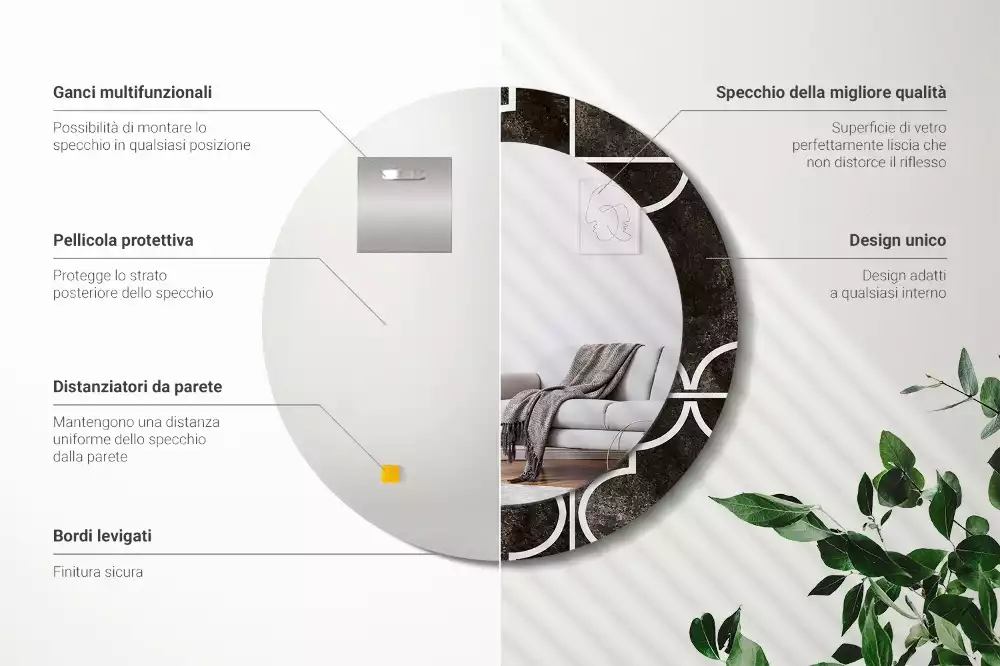 Kulaté dekorační zrcadlo na zeď Starožitný vzor