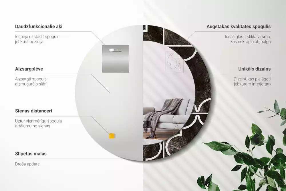 Kulaté dekorační zrcadlo na zeď Starožitný vzor