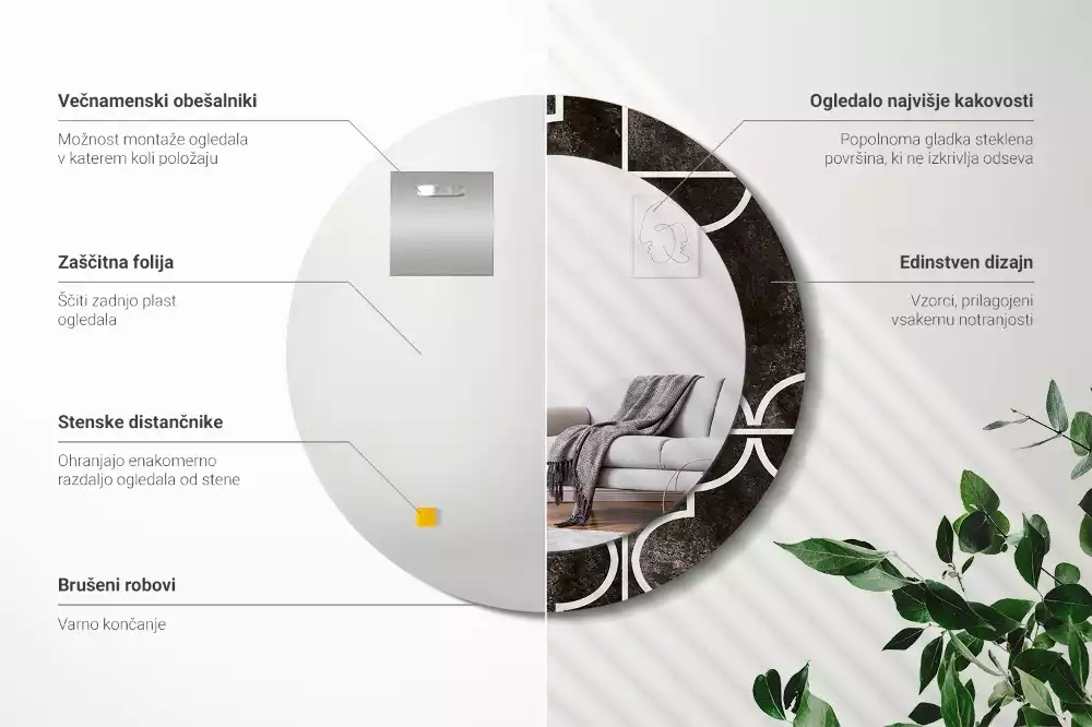 Kulaté dekorační zrcadlo na zeď Starožitný vzor