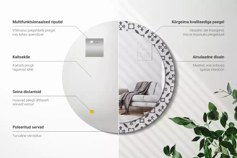 Kulaté dekorační zrcadlo na zeď Vzor dlaždice