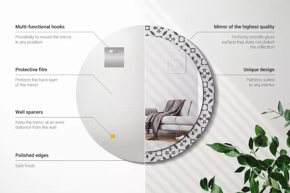 Kulaté dekorační zrcadlo na zeď Vzor dlaždice