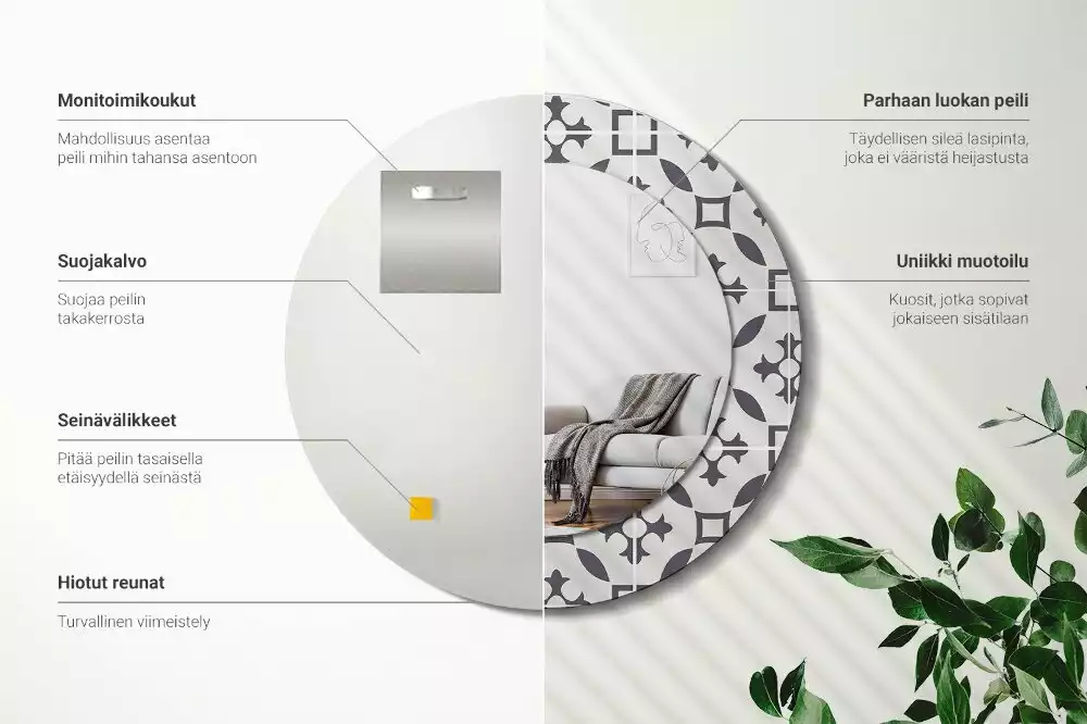 Kulaté dekorační zrcadlo na zeď Vzor dlaždice