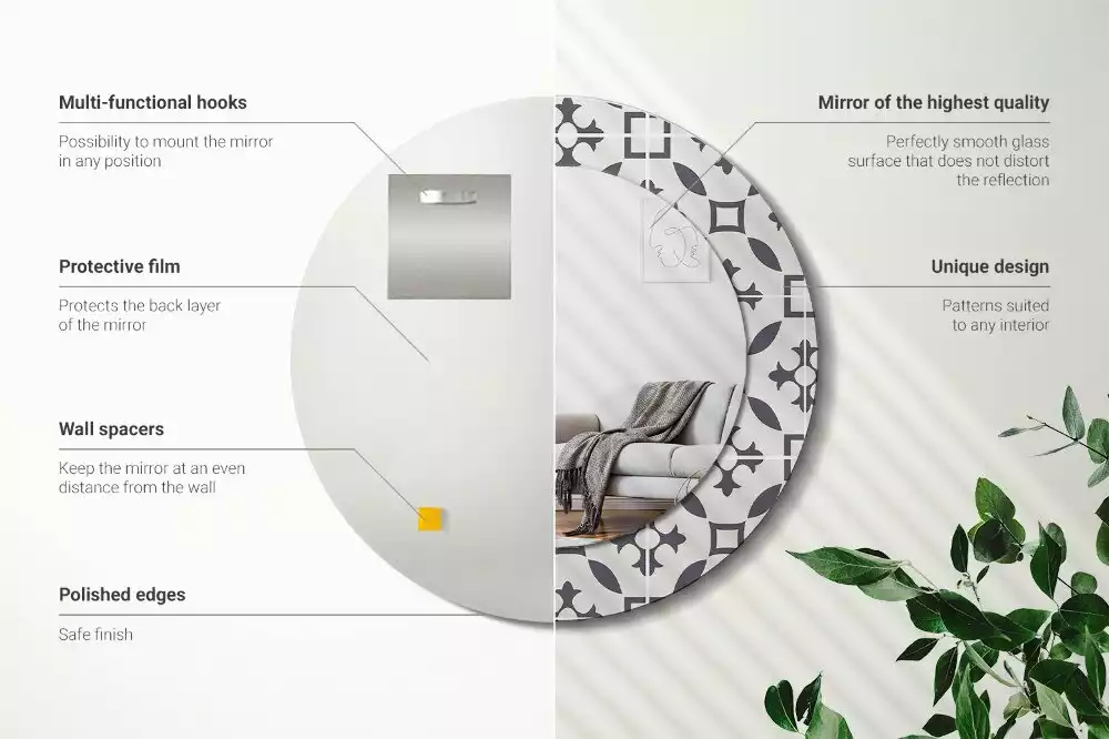 Kulaté dekorační zrcadlo na zeď Vzor dlaždice