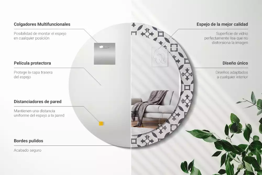 Kulaté dekorační zrcadlo na zeď Vzor dlaždice