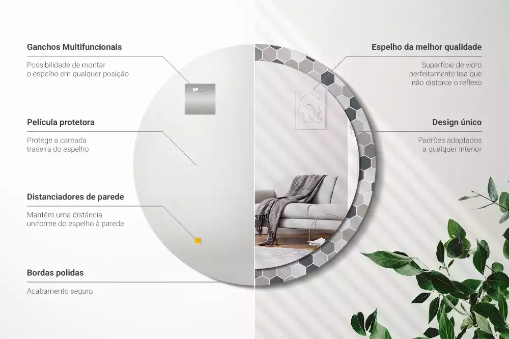 Kulaté dekorační zrcadlo na zeď Šestihranný vzor