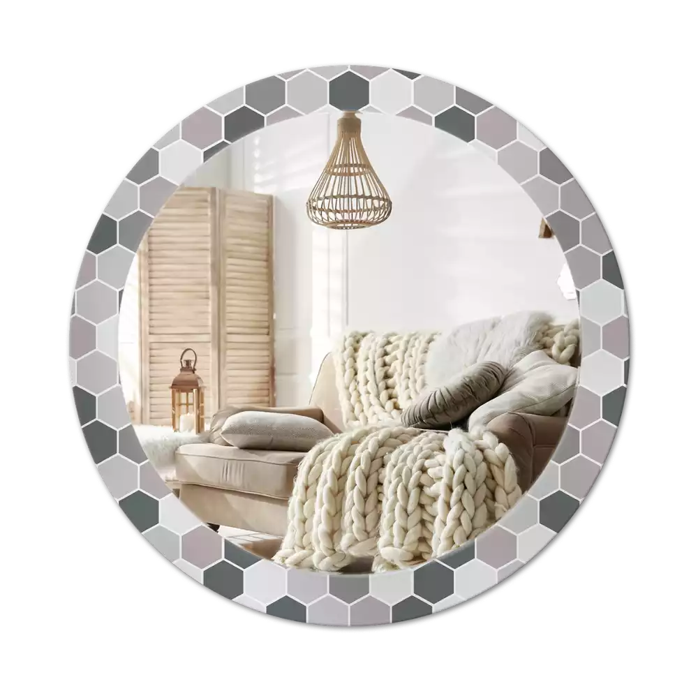 Kulaté dekorační zrcadlo na zeď Šestihranný vzor