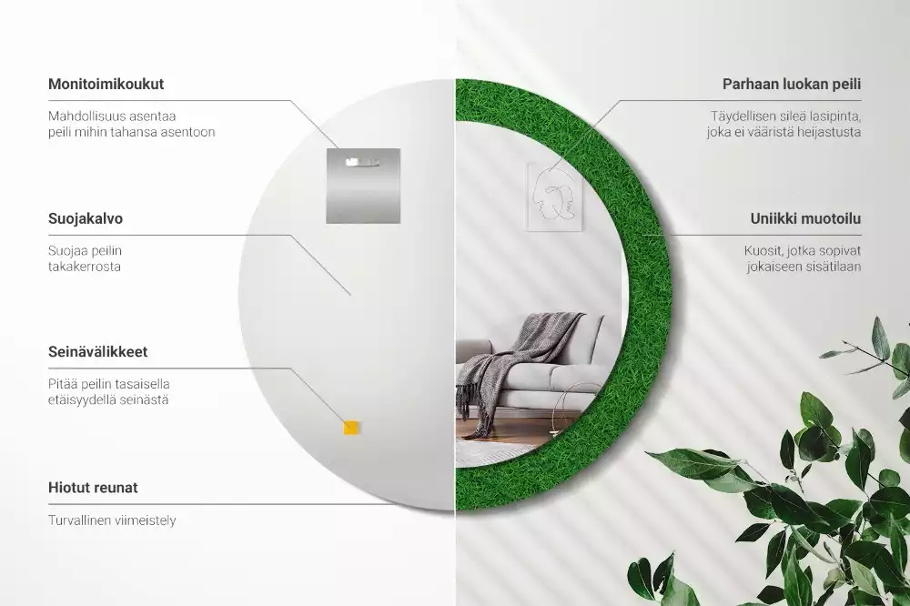 Kulaté dekorační zrcadlo na zeď Zelená tráva