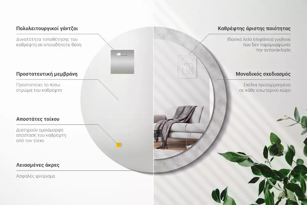 Kulaté dekorační zrcadlo na zeď Betonová textura