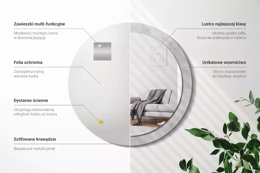 Kulaté dekorační zrcadlo na zeď Betonová textura
