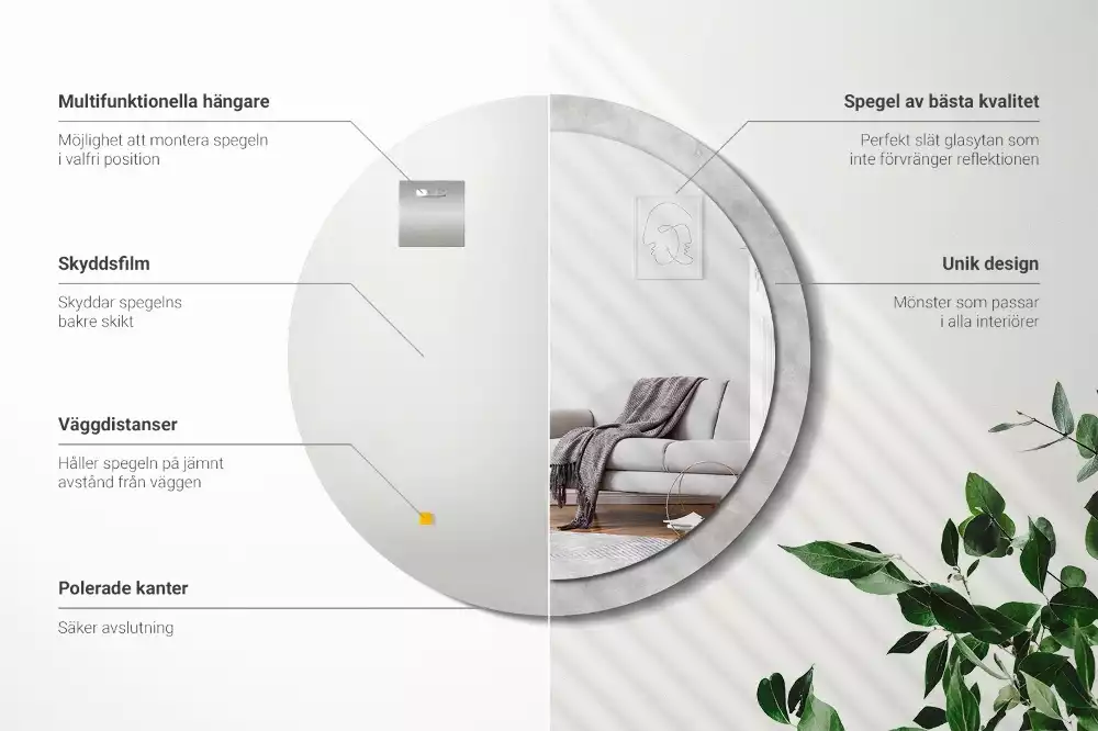 Kulaté dekorační zrcadlo na zeď Betonová textura