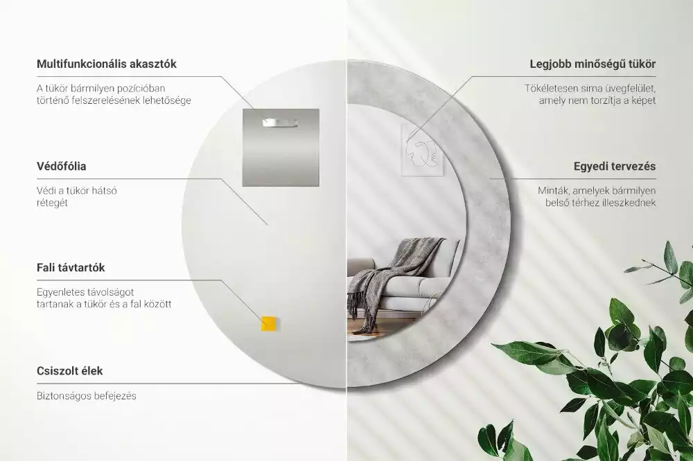 Kulaté dekorační zrcadlo na zeď Betonová textura