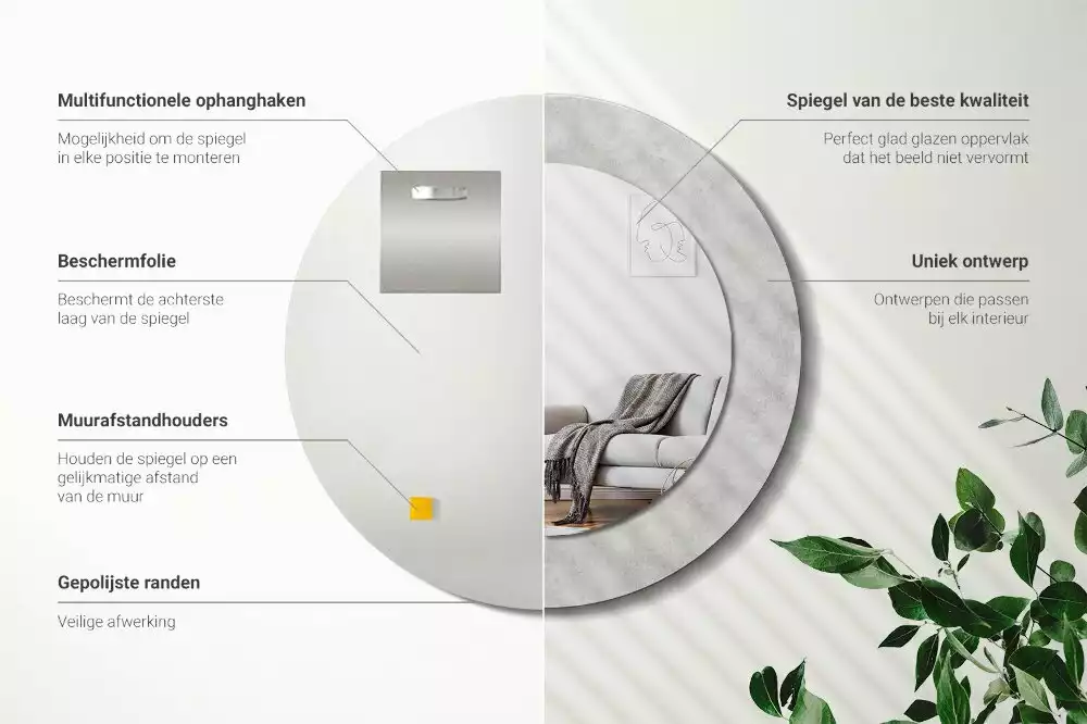 Kulaté dekorační zrcadlo na zeď Betonová textura