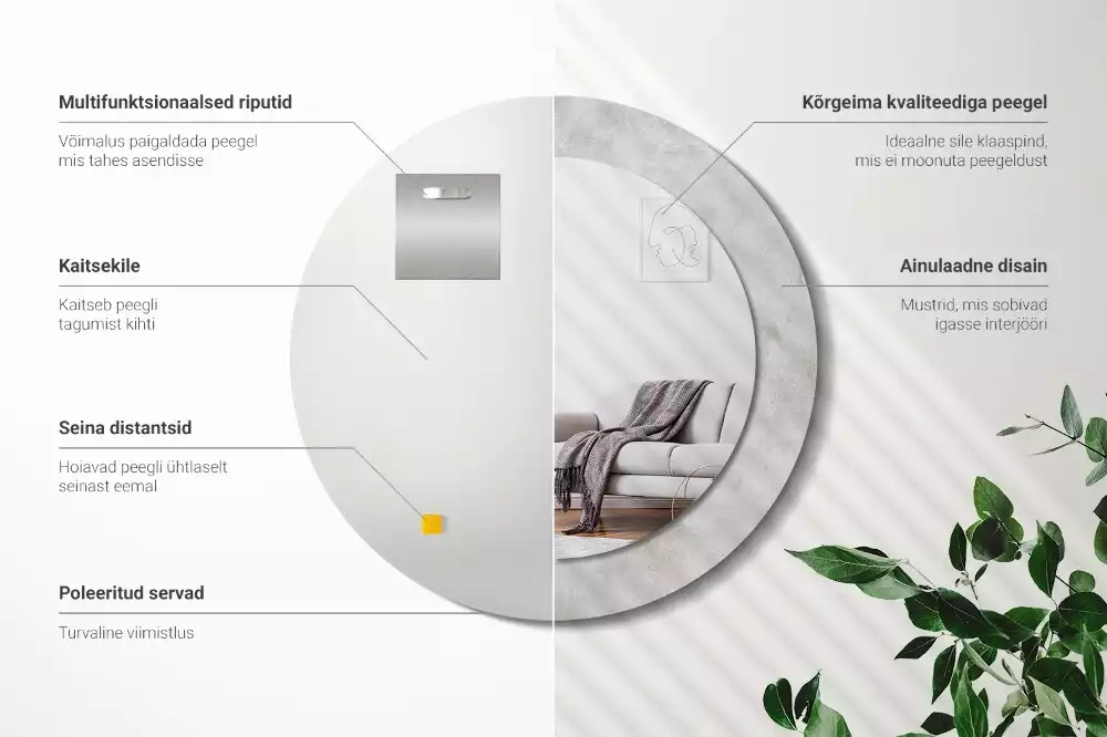 Kulaté dekorační zrcadlo na zeď Betonová textura