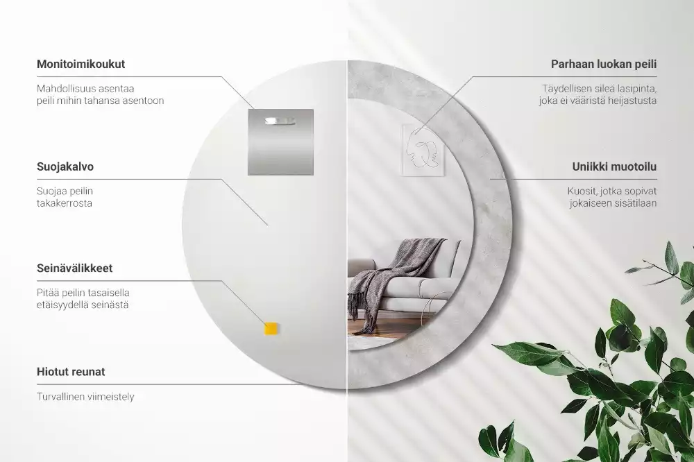 Kulaté dekorační zrcadlo na zeď Betonová textura