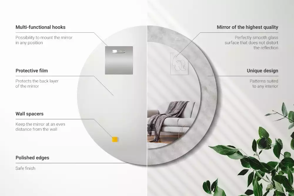 Kulaté dekorační zrcadlo na zeď Betonová textura