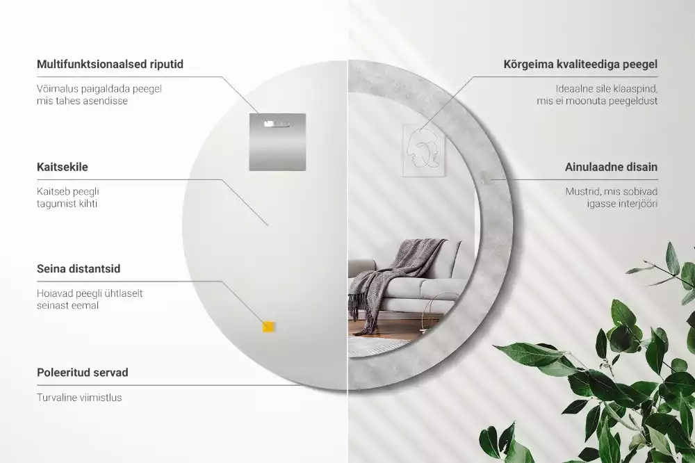 Kulaté dekorační zrcadlo na zeď Betonová textura