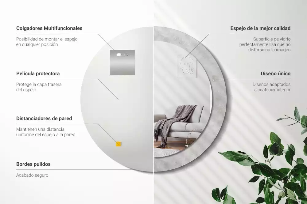 Kulaté dekorační zrcadlo na zeď Betonová textura