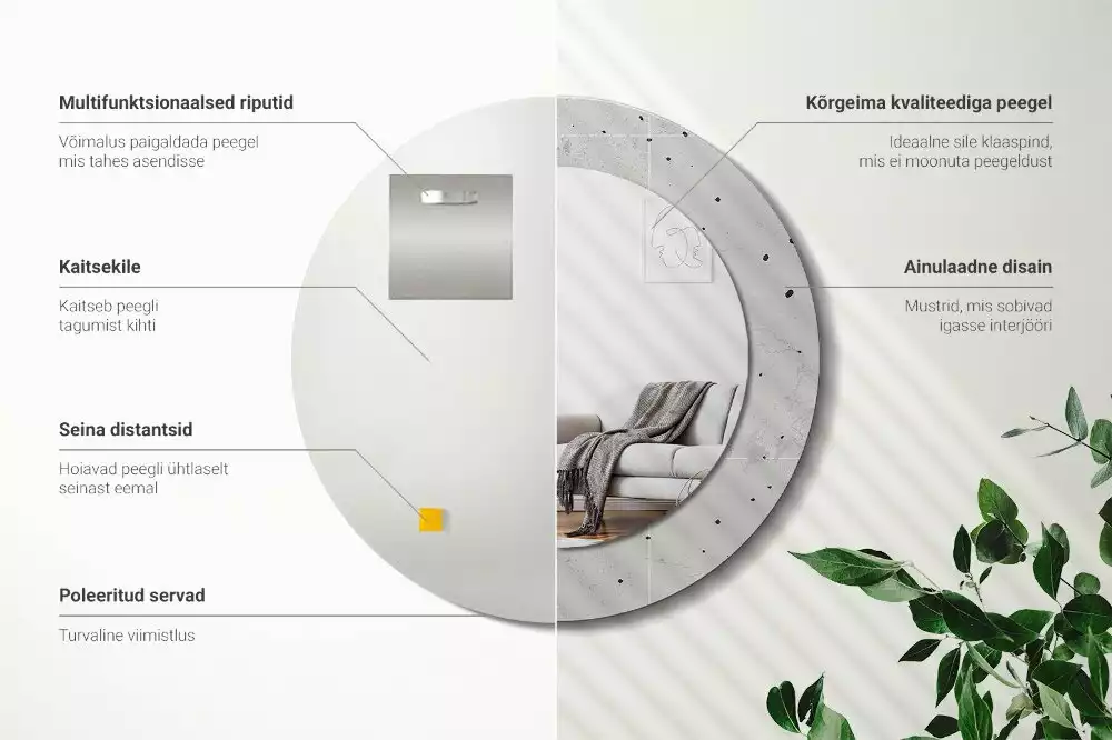 Kulaté dekorační zrcadlo na zeď Betonová textura