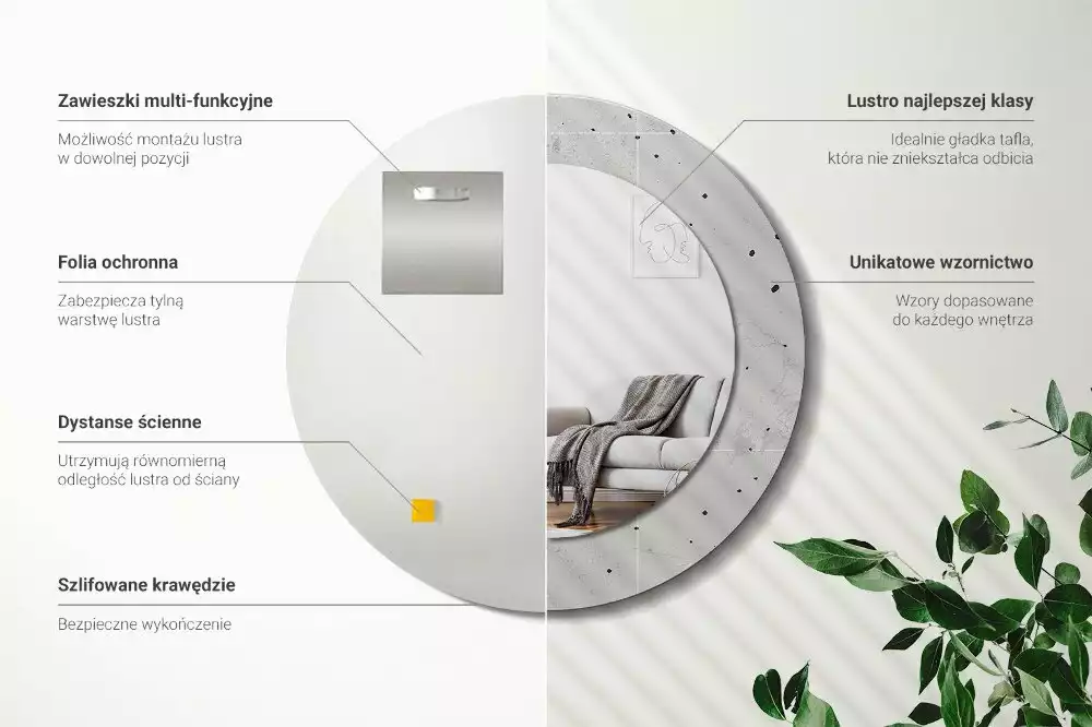 Kulaté dekorační zrcadlo na zeď Betonová textura