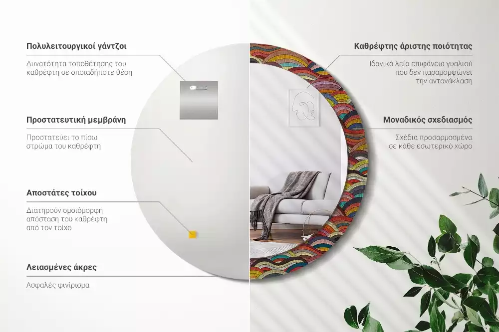 Kulaté dekorační zrcadlo na zeď Ornament