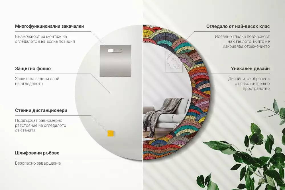 Kulaté dekorační zrcadlo na zeď Ornament