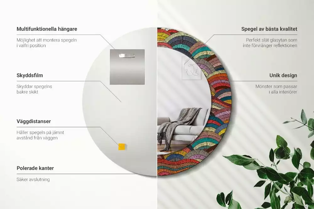 Kulaté dekorační zrcadlo na zeď Ornament