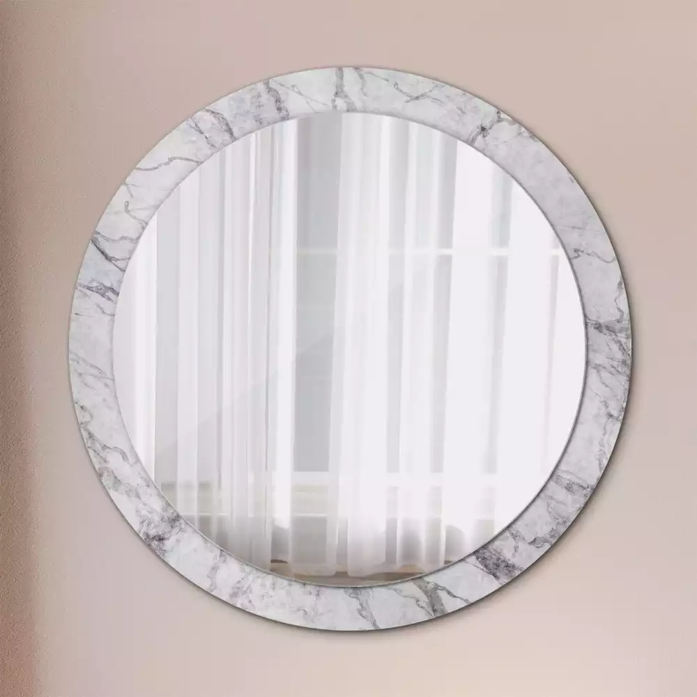 Kulaté dekorační zrcadlo na zeď Bílý mramor