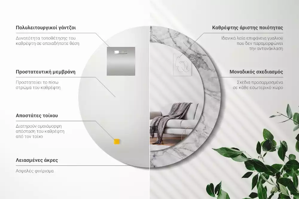 Kulaté dekorační zrcadlo na zeď Bílý mramor