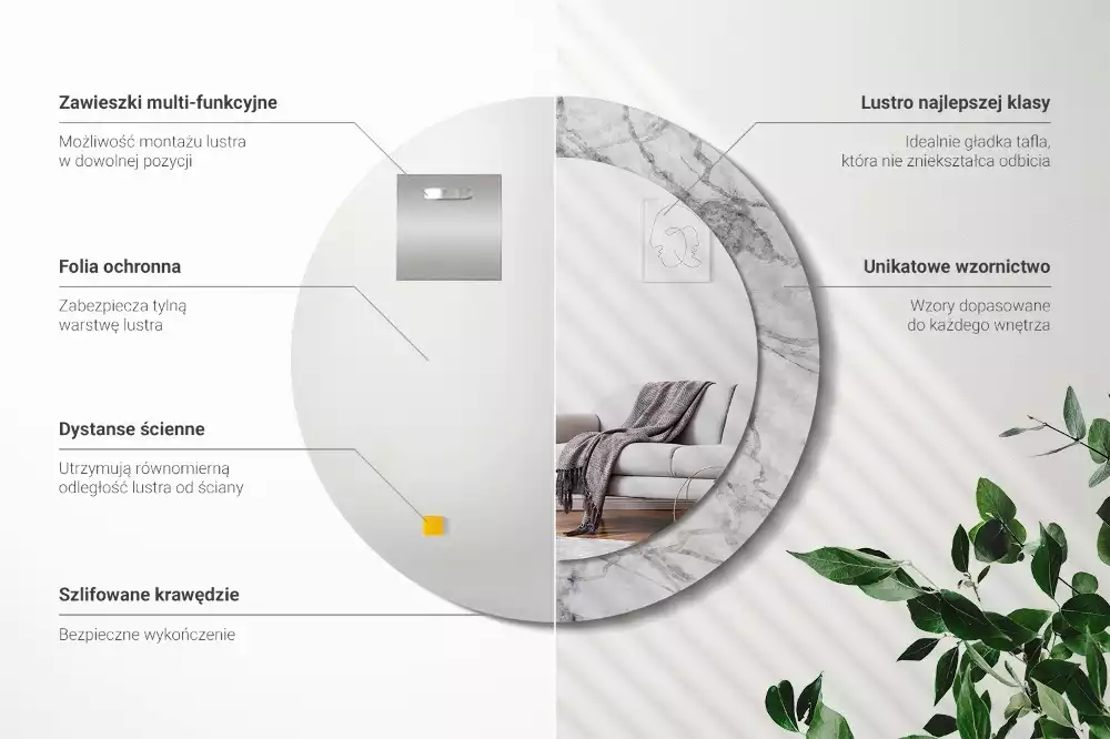 Kulaté dekorační zrcadlo na zeď Bílý mramor