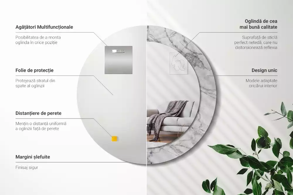 Kulaté dekorační zrcadlo na zeď Bílý mramor