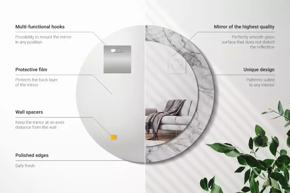 Kulaté dekorační zrcadlo na zeď Bílý mramor