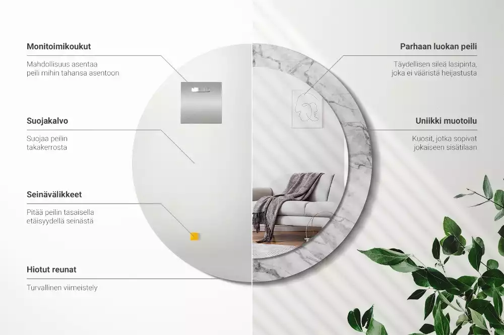 Kulaté dekorační zrcadlo na zeď Bílý mramor