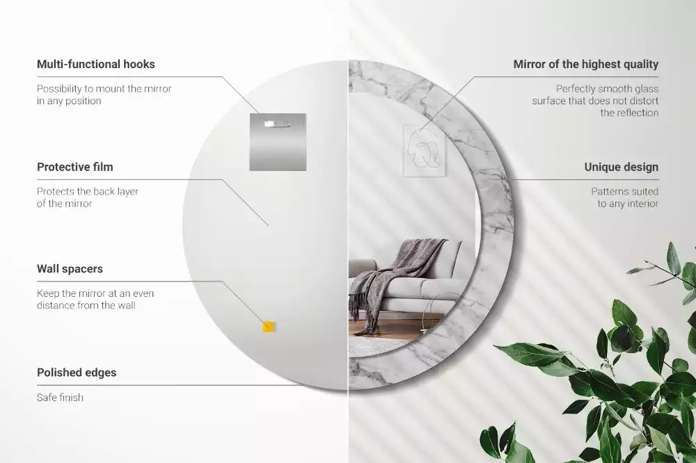 Kulaté dekorační zrcadlo na zeď Bílý mramor