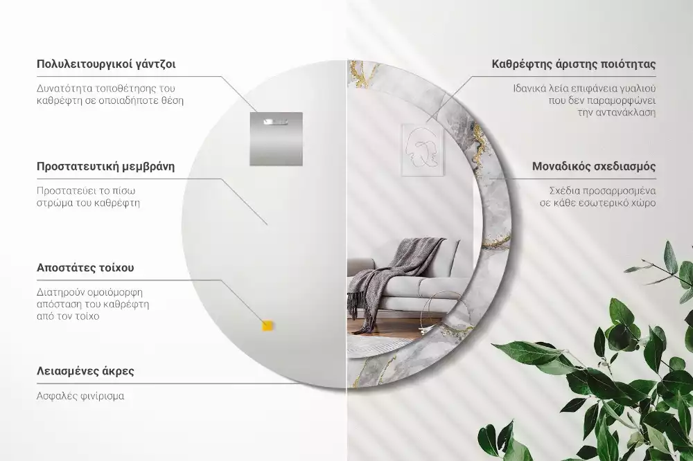 Kulaté dekorační zrcadlo na zeď Mramorový vzor