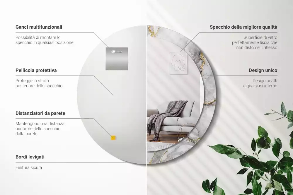 Kulaté dekorační zrcadlo na zeď Mramorový vzor