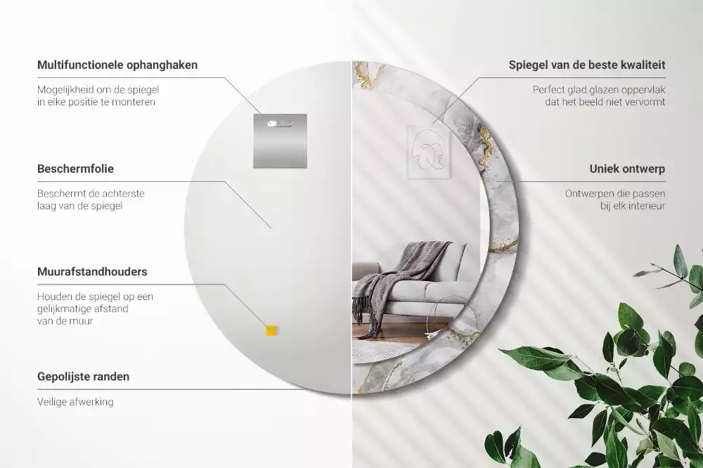 Kulaté dekorační zrcadlo na zeď Mramorový vzor