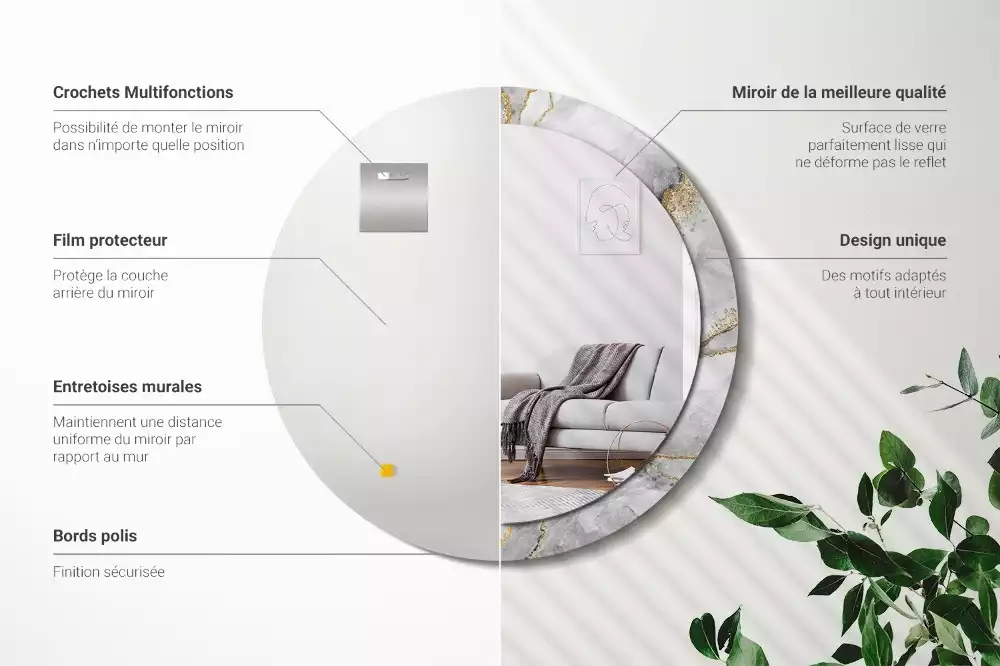 Kulaté dekorační zrcadlo na zeď Mramorový vzor