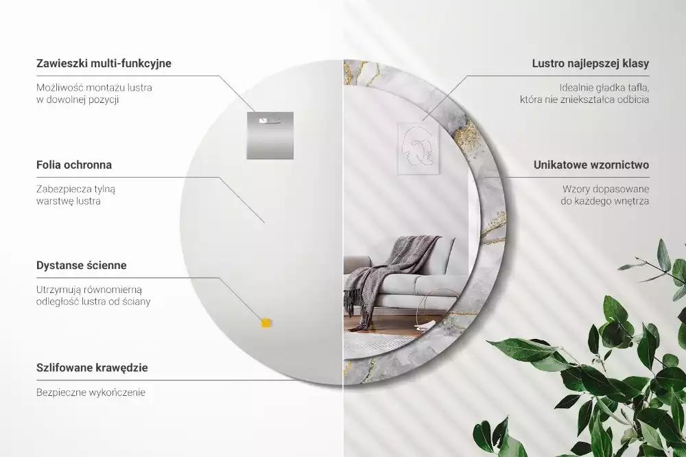 Kulaté dekorační zrcadlo na zeď Mramorový vzor